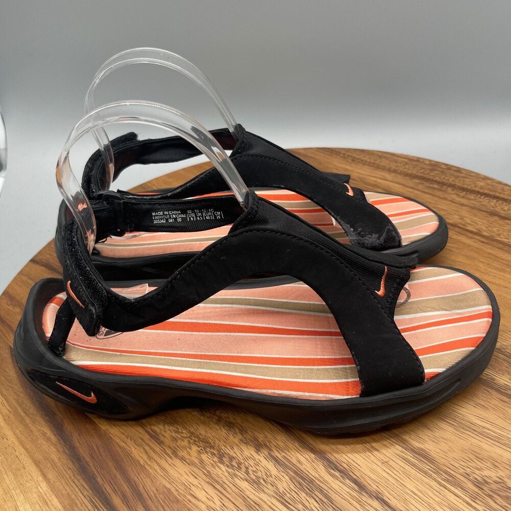 Nike ACG Sandals Womens Size 9 Black/ Orange Water Comfort Shoes (305342-081)